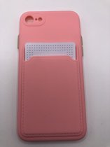 Hoogwaardige TPU back cover - Geschikt voor iPhone 7/8 iPhone SE (2020 / 2022) - met vakje voor pasje - Siliconen back cover - Roze