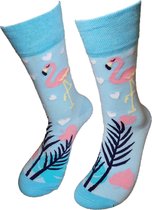 Verjaardag cadeau - Grappige sokken - Flamingo Hartjes sokken - Leuke sokken - Vrolijke sokken – Valentijn Cadeau - Luckyday Socks - Cadeau sokken - Socks waar je Happy van wordt – Maat 37-42