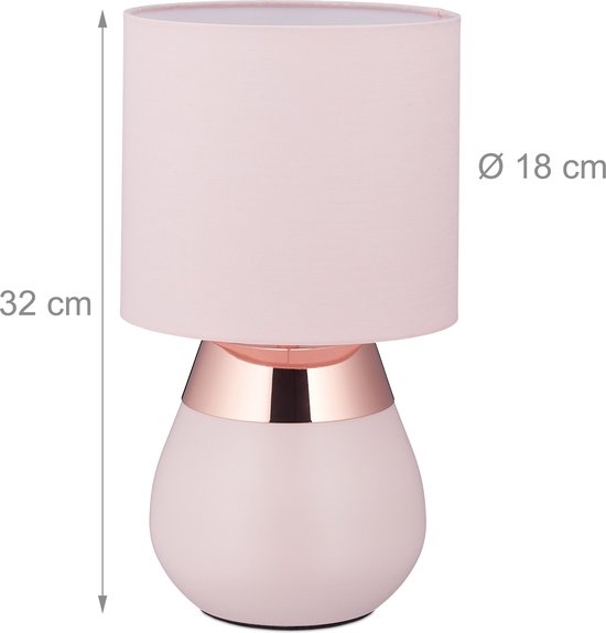 nachtlamp touch - stoffen lampenkap - E14 - Ø 18 cm - slaapkamer - woonkamer van Merkloos — afbeelding 5
