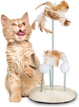 Kattenspeeltoren 14 x H33cm - kattenspeelgoed - kattenhengel - kattenspeeltjes
