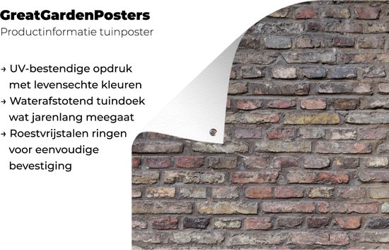 Affiche Clôture Brique - Grijs - Mur - 100x200 cm - Toile de jardin