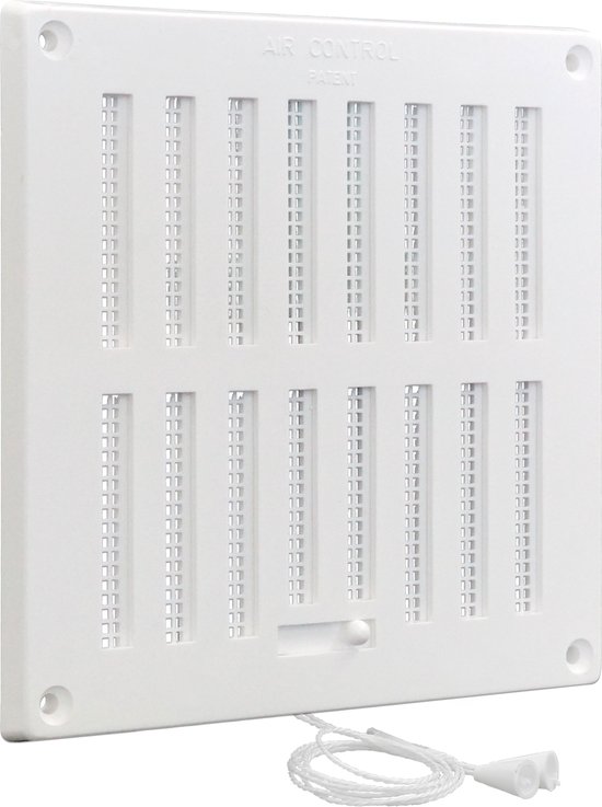 Grille coulissante verrouillable avec moustiquaire 160x160mm, plastique blanc (6"x6" m / 02)