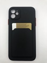 Hoogwaardige TPU back cover - Geschikt voor iPhone 12 - Siliconen hoesje met pasjes vakje - Zwart