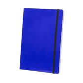 Notitieblokje blauw met zachte kaft en elastiek A5 formaat - 80x lijntjes paginas - opschrijfboekjes