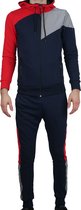 Heren sport set - mannen joggingspak - blauw/rood  tracksuit - slim fit - maat S -  valentijnsdag - valentijnscadeau