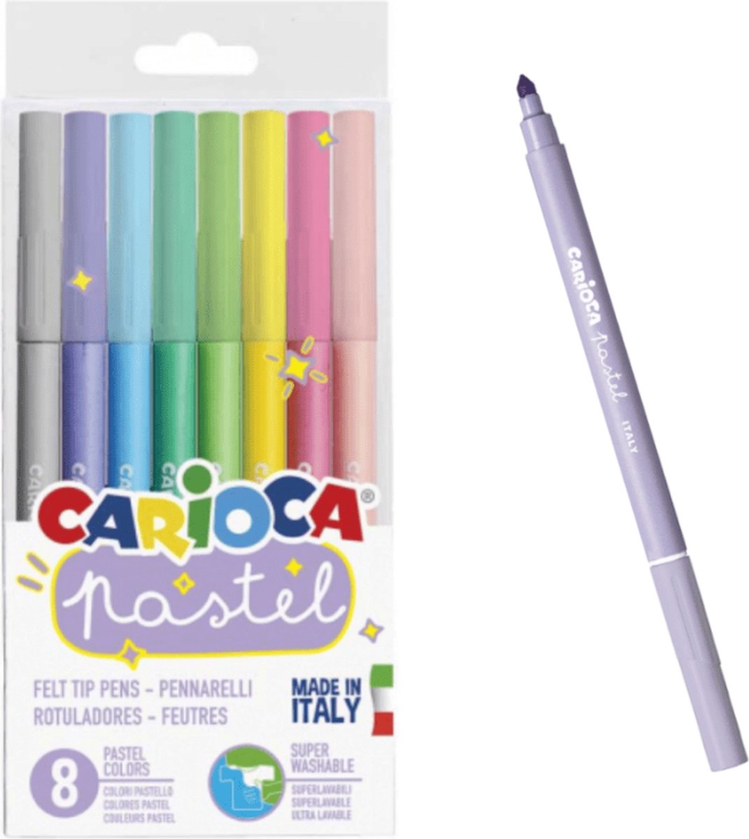 Carioca Pastel Stiften - 8 Stuks - Pastel Viltstiften - Stiften Kinderen - Handlettering Stiften - Bullet Journal Producten