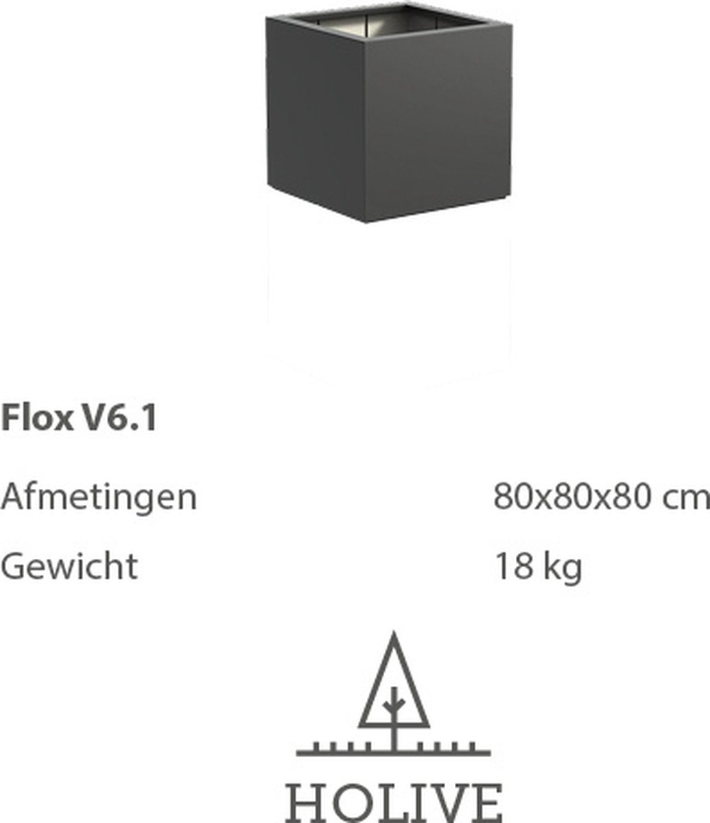 Polyester Flox V6.1 Vierkant 80x80x80 cm. Plantenbak