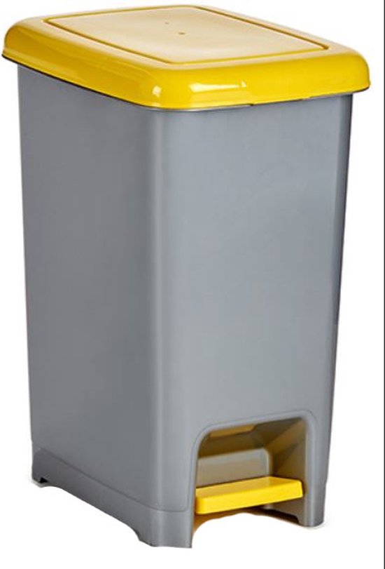 Kipit Pedaalemmer 40 Liter 42,5 X 31 X 55,5 Cm Zilvergrijs/geel