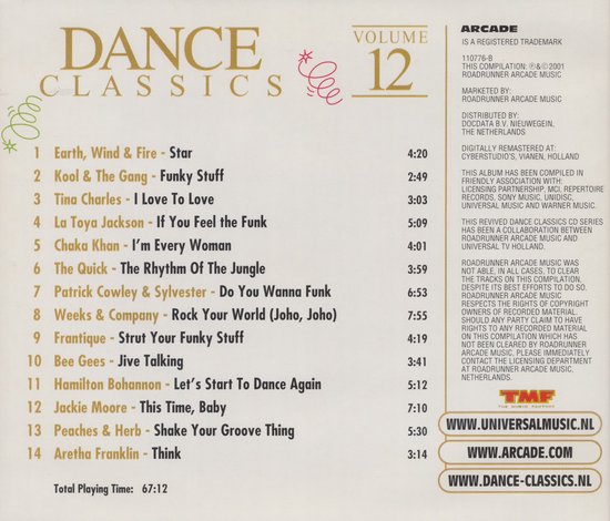 Original DANCE CLASSICS volume 12 ARCADE - The Quick