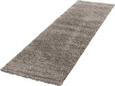 Loper Shaggy Tapijt Hoogpolig in de kleur beige