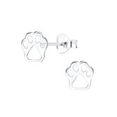 Joy|S - Zilveren kat hond dierenpoot oorbellen - 7 mm - poot afdruk - gepolijst