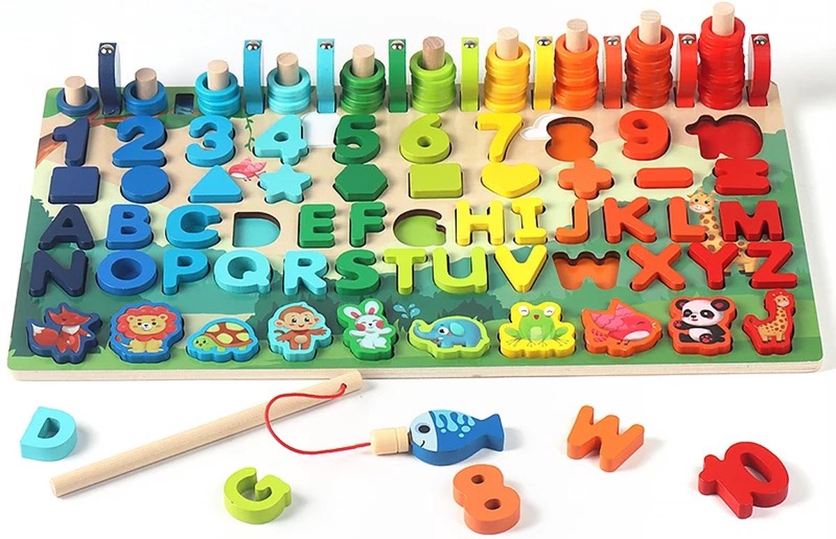 Montessori Educatief Houten 4-in-1 Alfabet Puzzel (Hoofdletters