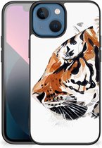 Telefoonhoesje geschikt voor iPhone 13 mini Silicone Case met Zwarte rand Tiger