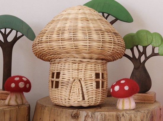 House of Tods Rotin Handmade Mushroom House - Décoration - Bohème - Cadeau - Filles - Garçons - Jouer