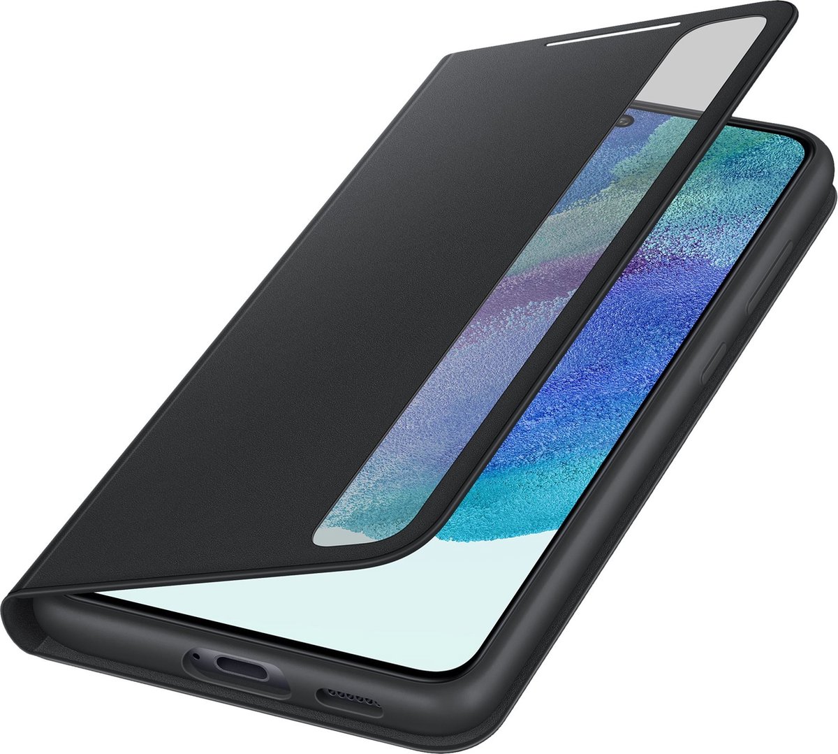 Samsung - Clear View Cover - Galaxy S21 FE 5G (2022) Dark Grey