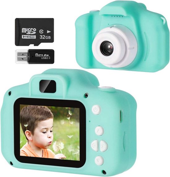 Daroyx Groene Kindercamera – Luxe Kado Verpakking – Met 32GB SD-kaart - Digitaal Fototoestel voor kinderen van 3-12 jaar