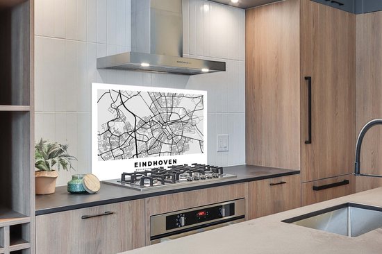Spatscherm keuken 120x80 cm - Kookplaat achterwand Kaart - Eindhoven - Nederland - Muurbeschermer - Spatwand fornuis - Hoogwaardig aluminium