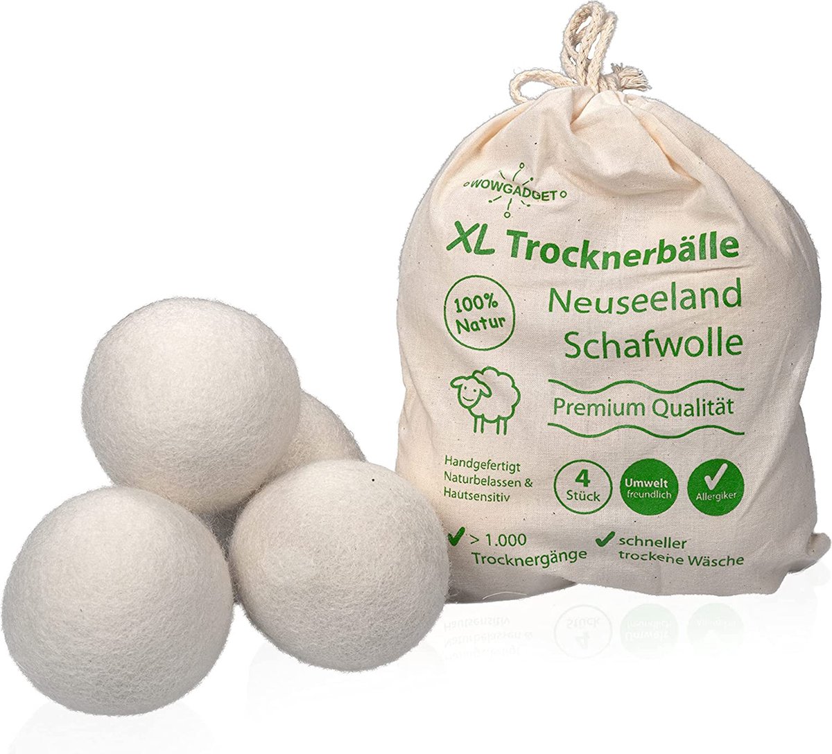Goedkoopste Drogerballen | Droogballen | 6 Stuks | 1 Wollenzak | Wasdrogerballen | Handgemaakt | Schapenwol | Sneldrogend | Hoge Viltdichtheid | Geen Wasverzachter Nodig