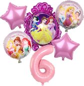 Prinses ballonnen - thema - 6 jaar - Ariel - Rapunzel - Doornroosje - Sneeuwwitje - Belle - prinsessen - Disney Princess