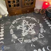 Altaarkleed Pentagram Elementen Magie Zwart | Tarotkleed Orakelkleed Runekleed | Pagan Wicca Hekserij Heks | Spirituele Artikelen | Divinatie Kleed