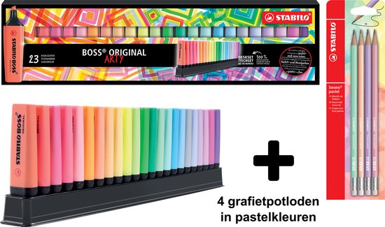 STABILO BOSS ORIGINAL - Surligneur - Coffret 23 pièces + 4 crayons graphite  aux... | bol.com