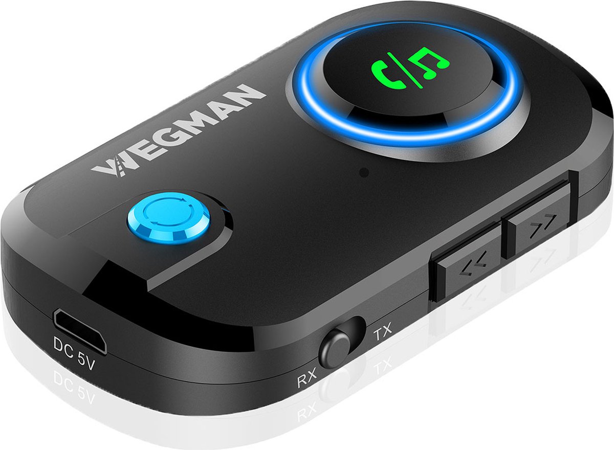 Wegman Bluetooth Receiver en Transmitter - 2 in 1 Bluetooth Ontvanger en Zender - Bluetooth Audio Receiver - 3.5MM AUX - Auto Accessoires - Wegman