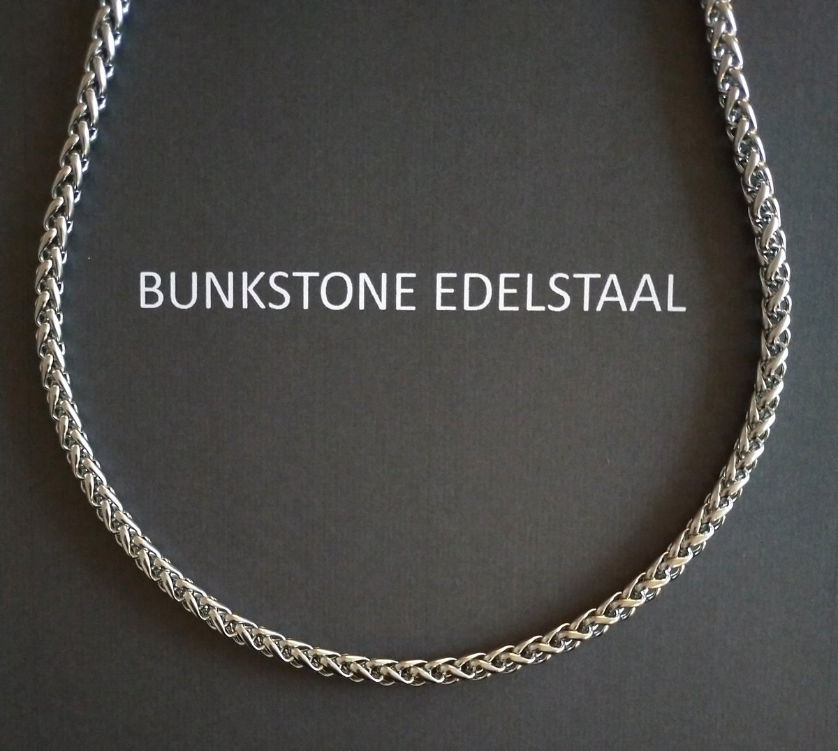 Bunkstone - Roestvrij staal -Edelstaal - Ketting - Vossenstaart schakel - 50 cm - 5 mm - Karabijn sluiting
