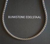 Bunkstone - Roestvrij staal -Edelstaal - Ketting - Vossenstaart schakel - 50 cm - 5 mm - Karabijn sluiting