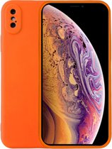 iPhone XS Hoesje Oranje Siliconen Case Met Extra Camera Bescherming - Oranje - Geschikt voor iPhone XS - Smartphonica