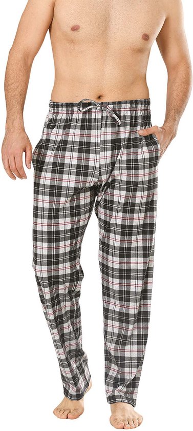 Pyjama Heren - Broek - 2 Pack - Zwart / Grijs Geruit - M - Pyama Heren  Volwassenen -... | bol.com