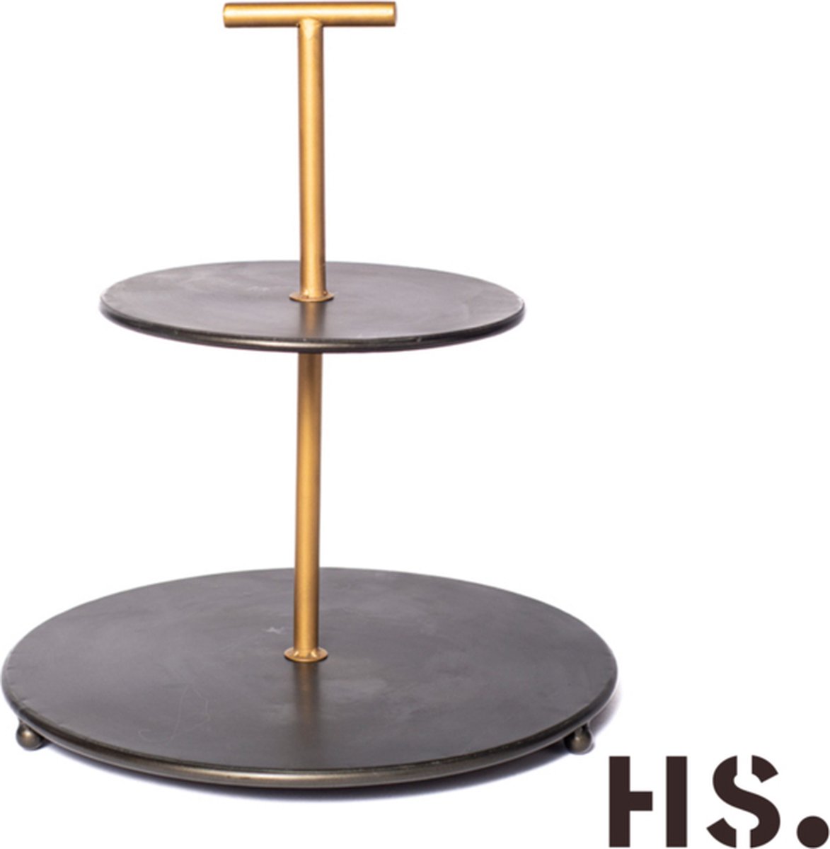 Robuuste etagère - Home Society - 2 laags - industrieel - goud/antracietzwart