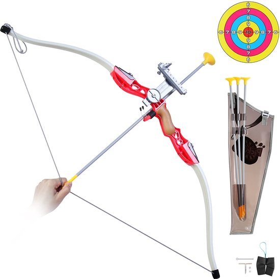 Tir à l'arc pour enfants - Ensemble de tir à l'arc amélioré comprenant un  super arc, des flèches à ventouse, des jouets pour enfants à l'intérieur et  à l'extérieur avec pochette flèche