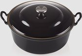 Le Creuset Gietijzeren ronde braadpan met plaatstalen deksel Ebbenzwart 28cm 4,9l