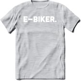 E-bike Fiets T-Shirt | Wielrennen | Mountainbike | MTB | Kleding - Licht Grijs - Gemaleerd - S