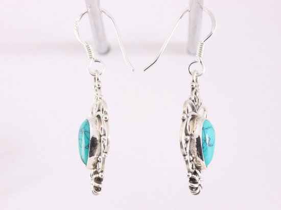 Boucles d'oreilles ajourées en argent avec turquoise