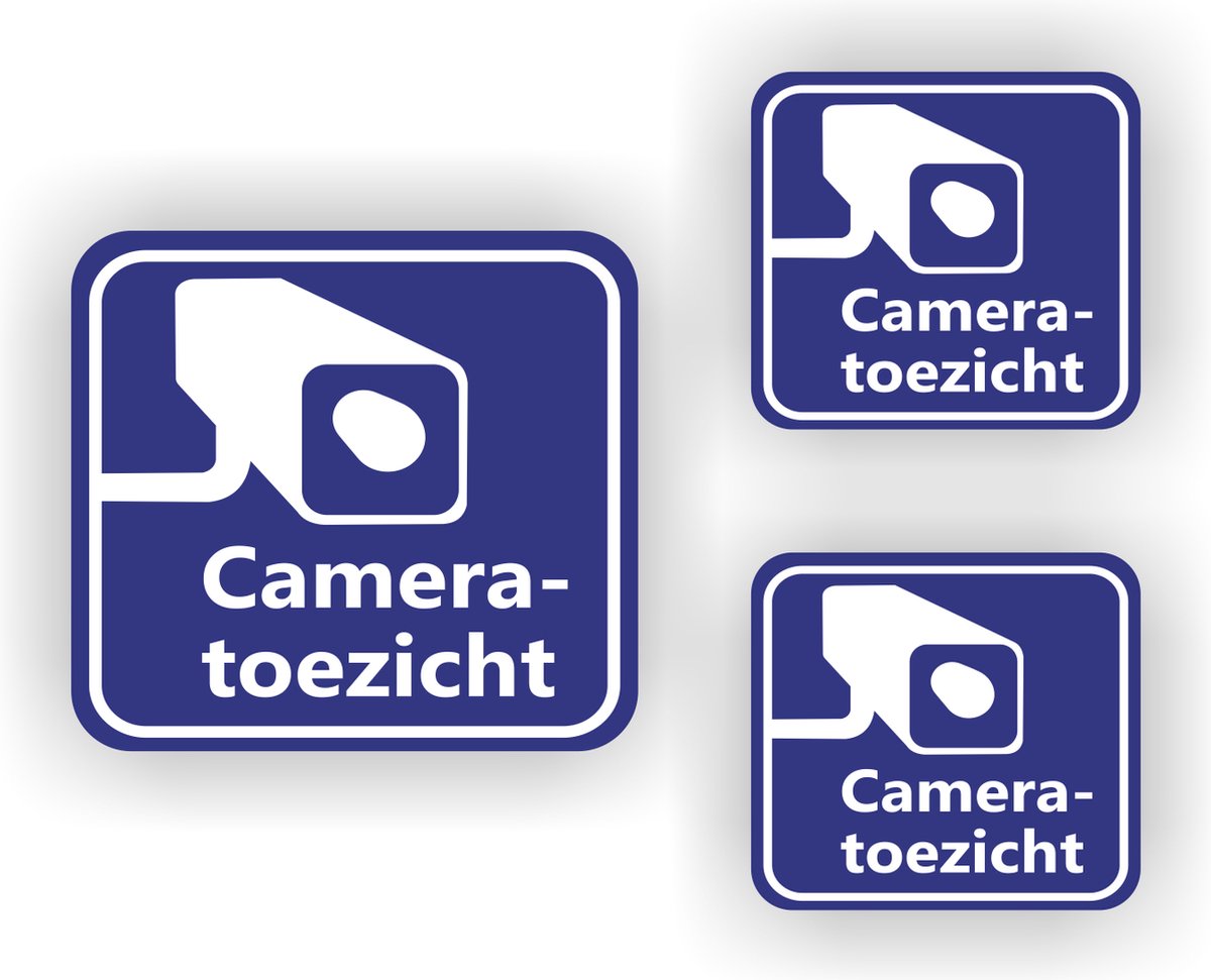 Camera toezicht stickers set 3 stuks - JERMA allerhandestickers