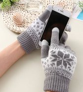 Winter handschoenen touchscreen lichtgrijs - wit