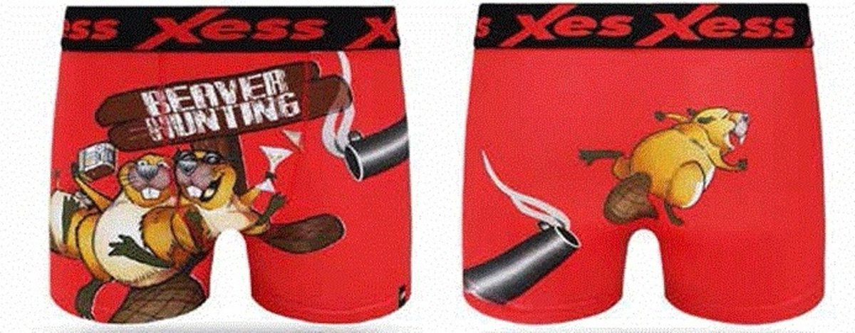 Goedkoopste Boxershort / heren fun trunk - rood - Beaver Hunting - maat S (small) VADERDAG