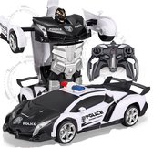 Huntex RC Transformerende Auto/Robot - Lamborghini Politieauto - Zwart/Wit