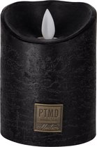 Ledkaars Zwart - PTMD LED Light Candle rustic black moveable flame -Led Kaars - werkt op Batterijen - Grootte7.5 x 7.5 x 10.0 cm