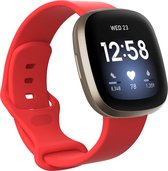 Bandje geschikt voor Fitbit Sense - Maat L - Polsband - Horlogebandje - Siliconen - Rood