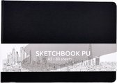 Schetsboek | A5 formaat | Schetsen | Tekenen | Horizontaal schetsboek | Elastische band en leeslint | Zwart