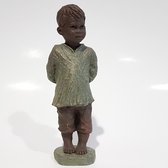 Geert Kunen / Skulptuur / beeld / Jongen - bruin / groen - 8 x 5,5 x 24 cm hoog.
