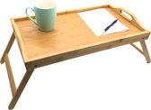 Sterk - Bamboe inklapbare bedtafel voor op bed met dienblad - Houten Bedtafelje - Laptoptafel - Ontbijt Bed - Bank dienblad