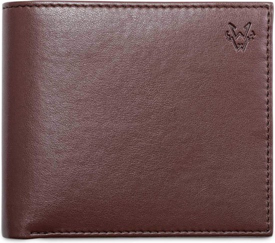 Watson & Wolfe - VEGAN RFID bifold wallet- heren - brown + red lining