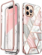 Supcase Cosmo PC en TPU marmer hoes voor iPhone 12 en iPhone 12 Pro - roze