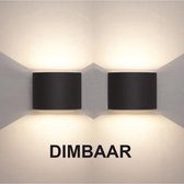 Wandlamp set van 2 | Zwart | Dimbaar | voor binnen en buiten | Industrieel | Kubes lamp |  2x3W | LED | 3000K Warm Wit | 10x10x10cm