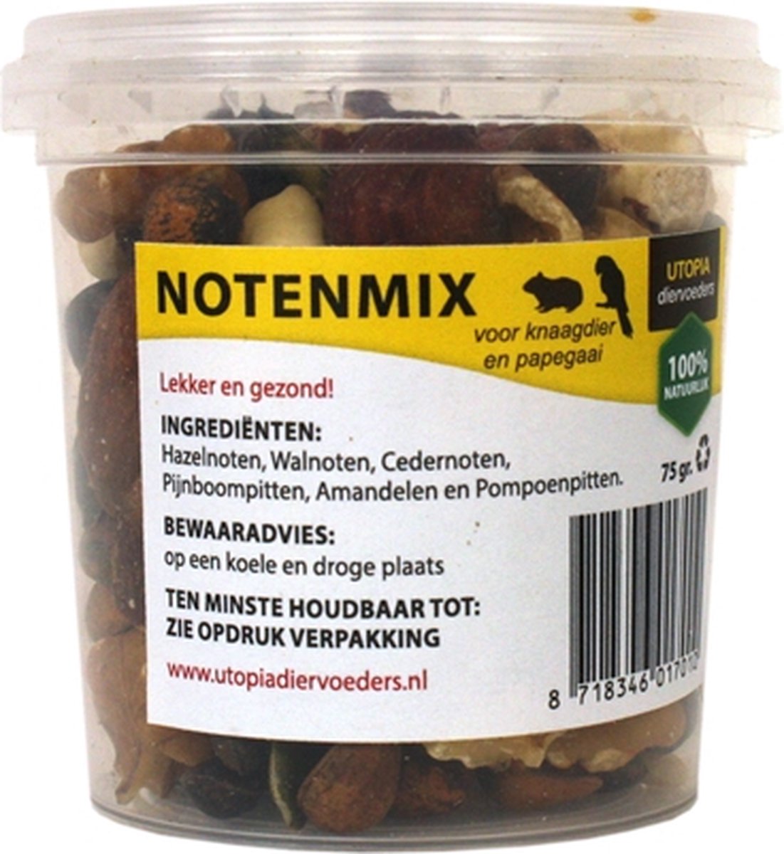 Notenmix Knaagdieren UTOPIA - 100% Natuurlijke Amandel, Walnoot, Pijnboompit - 75 Gr