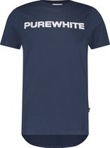 Purewhite -  Heren Regular Fit    T-shirt  - Blauw - Maat S
