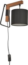 Driepoot wandlamp - Hout en geverfd metaal - H 24 x B 17,5 x D 22 cm - Eiken en zwart